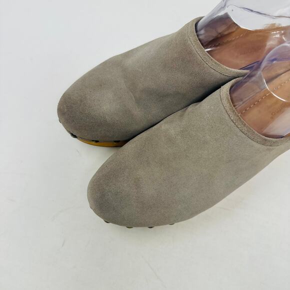 Corso Como Gray Rafe Suede Leather Clogs Wooden Platform Studded Heels Size 9.5M - Picture 3 of 14
